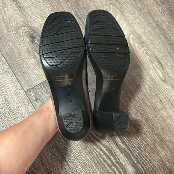 Clarks Bendables Womens Oxford Heels Gray Leather Lace Up size 10M - Picture 7 of 10